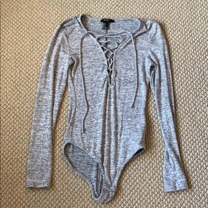 Long sleeve grey body suit